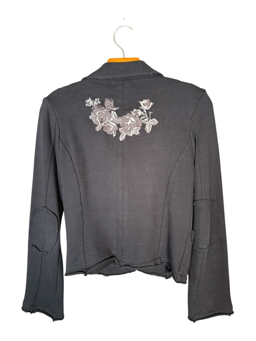 Y2K Le Chateau Black French Terry Blazer Jacket Embroidered Whimsigoth Cotton S - Picture 2 of 9